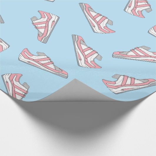 Roze en Blue Cute Sneakers Pattern Cadeaupapier (Hoek)