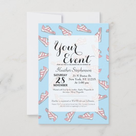 Roze en Blue Cute Sneakers Pattern Kaart (Voorkant)