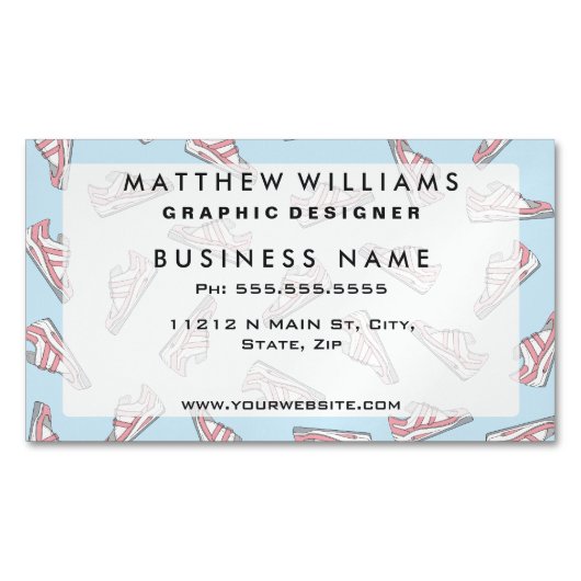 Roze en Blue Cute Sneakers Pattern Visitekaartje Magneet (Voorkant)