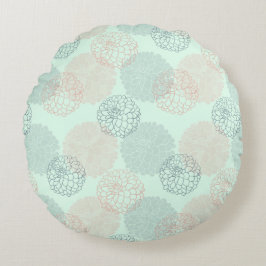 Roze en Blue Dahlias Round Sierkussen Rond Kussen