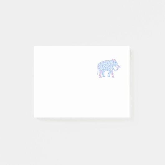 Roze en Blue Damask Elephant Post-it® Notes (Voorkant)