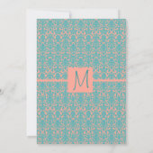 Roze en Blue Damask Wedding of Party Invitations Kaart (Achterkant)