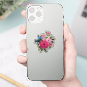  Roze en Blue Floral Bouquet Sticker (Telefoon)