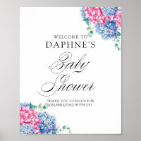 Roze en Blue Hydrangeas Baby shower Welkom