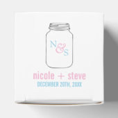 Roze en Blue Mason Jar Monogram Weddenschap Bedankdoosjes (Bovenkant)