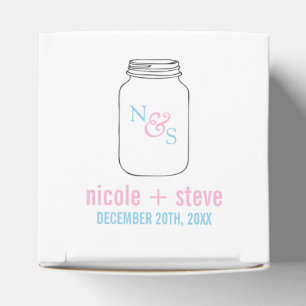 Roze en Blue Mason Jar Monogram Weddenschap Bedankdoosjes