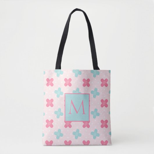 Roze en Blue Medical Monogram Tote Bag (Voorkant)