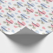 Roze en Blue Pram Pattern Baby shower Cadeaupapier (Hoek)