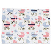 Roze en Blue Pram Pattern Baby shower Groot Cadeauzakje (Achterkant)