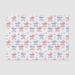 Roze en Blue Pram Pattern Baby shower Tissuepapier