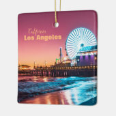 Roze en Blue Sunset Santa Monica Pier Los Angeles Keramisch Ornament (Links)