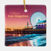 Roze en Blue Sunset Santa Monica Pier Los Angeles Keramisch Ornament (Voorkant)