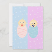 Roze en Blue Twins Baby shower Invitation Kaart (Achterkant)
