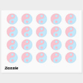 Roze en Blue Yin Yang Symbool Ronde Sticker (Vel)