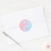Roze en Blue Yin Yang Symbool Ronde Sticker (Envelop)
