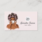 Roze en Blush Afro-Amerikaanse kapsalon Visitekaartje (Voorkant)