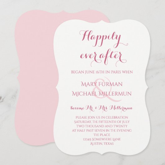 Roze en Blush Roze Post Bruiloftsfeest Kaart (Voorkant / Achterkant)