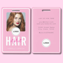 Roze en blush Salon Kapper Foto ID Badge