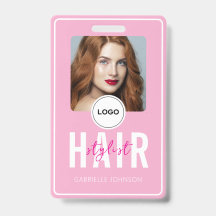 Roze en blush Salon Kapper Foto ID Badge