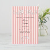 Roze en Blush Striped Modern Wedding Kaart (Staand voorkant)