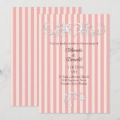 Roze en Blush Striped Modern Wedding Kaart (Voorkant / Achterkant)
