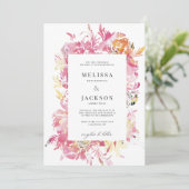 Roze en Blush Waterverf Bloem Bruiloft Kaart (Staand voorkant)