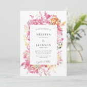 Roze en Blush Waterverf Bloem Bruiloft Kaart (Staand voorkant)