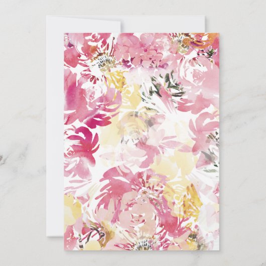 Roze en Blush Waterverf Flower Arch Bruiloft Kaart (Achterkant)