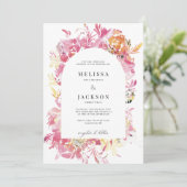 Roze en Blush Waterverf Flower Arch Bruiloft Kaart (Staand voorkant)