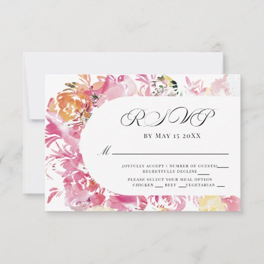 Roze en Blush Waterverf Flower Arch RSVP (Voorkant)