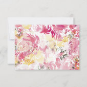 Roze en Blush Waterverf Flower RSVP (Achterkant)