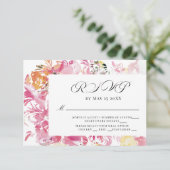 Roze en Blush Waterverf Flower RSVP Kaartje (Staand voorkant)