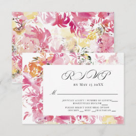 Roze en Blush Waterverf Flower RSVP Kaartje