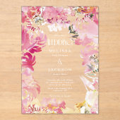 Roze en Blush Waterverf Flower Wedding Uitnodigen Acryl Uitnodigingen (Voorkant)