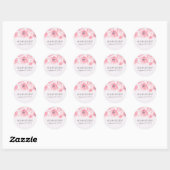 Roze en Blush Waterverf Flowers Weddenschap Ronde Sticker (Vel)