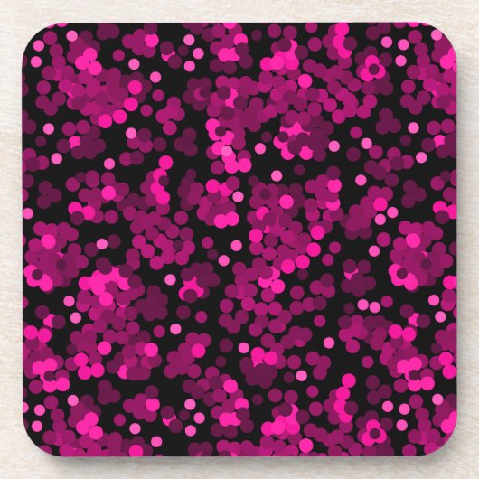 Roze en bordeaux polka dot confetti patroon bier onderzetter (Voorkant)