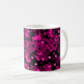 Roze en bordeaux polka dot confetti patroon koffiemok (Voorkant rechts)