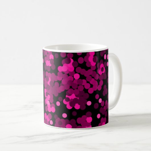 Roze en bordeaux polka dot confetti patroon koffiemok (Voorkant rechts)