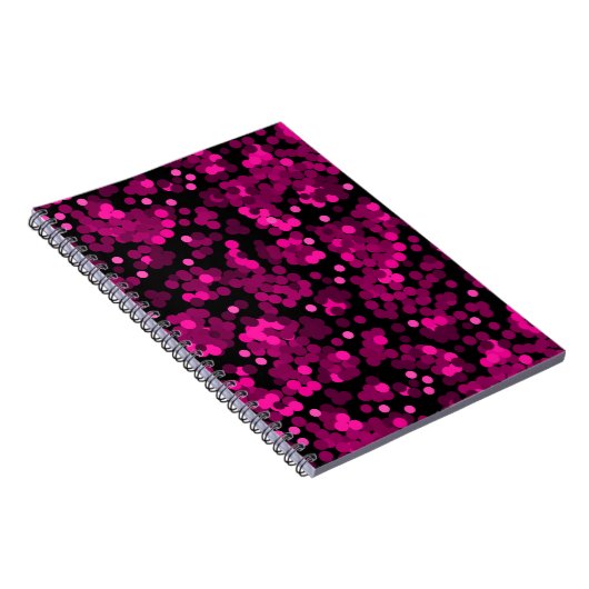 Roze en bordeaux polka dot confetti patroon notitieboek (Rechterzijde)