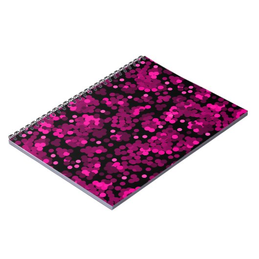 Roze en bordeaux polka dot confetti patroon notitieboek (Linkerzijde)