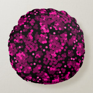 Roze en bordeaux polka dot confetti patroon rond kussen