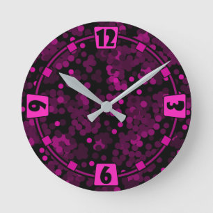 Roze en bordeaux polka dot confetti patroon ronde klok
