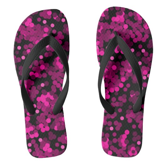 Roze en bordeaux polka dot confetti patroon teenslippers (Voetbed)