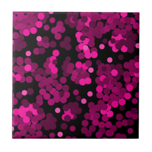 Roze en bordeaux polka dot confetti patroon tegeltje