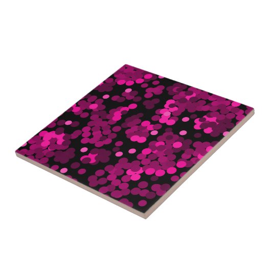 Roze en bordeaux polka dot confetti patroon tegeltje (Zijkant)