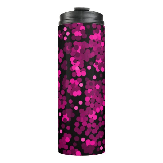 Roze en bordeaux polka dot confetti patroon thermosbeker (Voorkant)