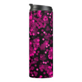 Roze en bordeaux polka dot confetti patroon thermosbeker (Geroteerd rechts)