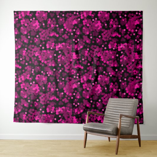Roze en bordeaux polka dot confetti patroon wandkleed (In Situ (horizontaal))