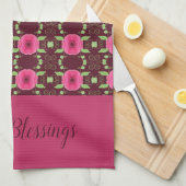 Roze en bordeaux theedoek (Quarter Fold)