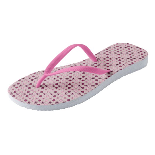 Roze en bordeauxrode stippen teenslippers (Schuin)